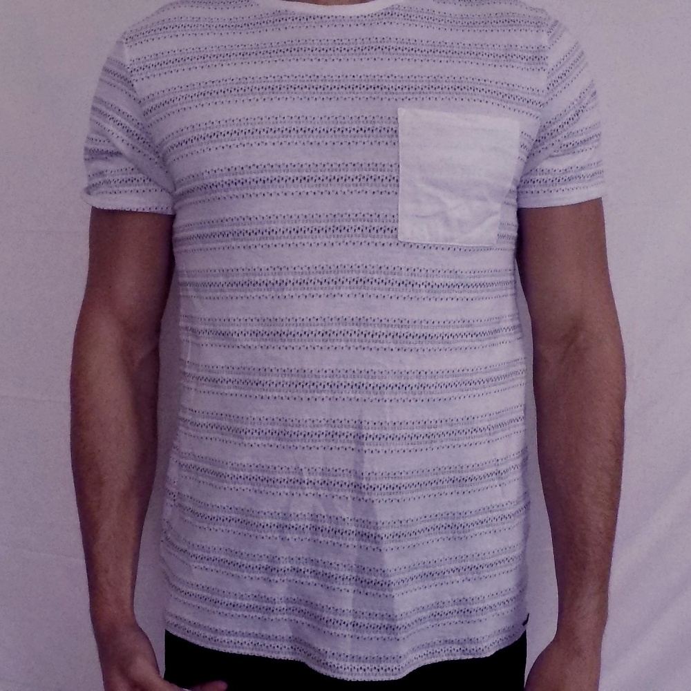 On the Byas White T-Shirt with Striped Design